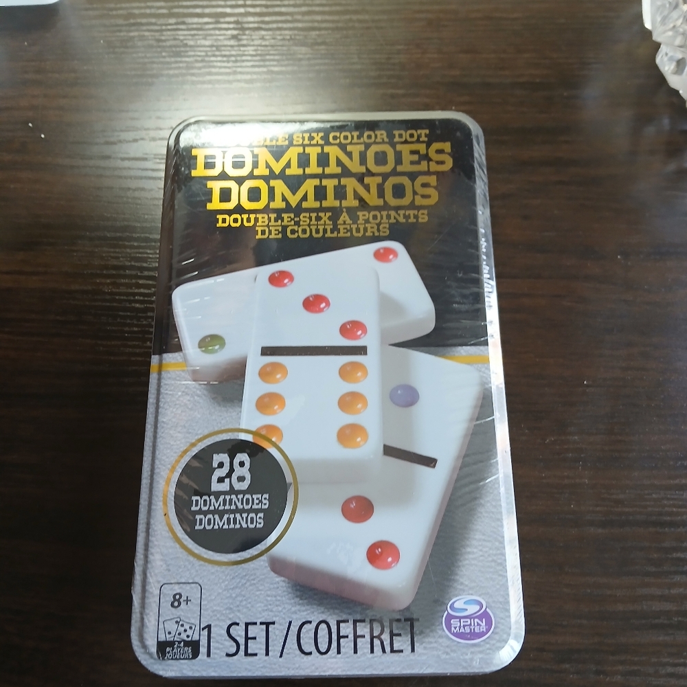 New Double Six Color Dot Dominoes In Collectors Tin Box BlackAll proceeds go t